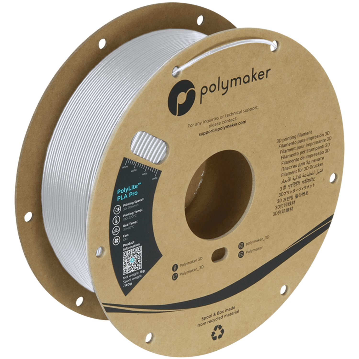PolyLite™ PLA Pro — Cold White